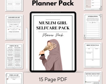 Muslim Girl Journal Self-Care Planner Pack - Muslimah Journals - Islamic Journal, Dua Pages, Gratitude, Habit Tracker and More