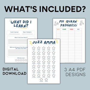 Printable Juzz Amma/ Juz 'ama Quran Progress Tracker and Reflection Set ...