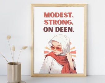 Hijab Motivational Muslim Poster | Muslim Wall Art | Hijabi Prints | Hijab Poster Digital Download | Muslim AI Art Printable | Hijab Print