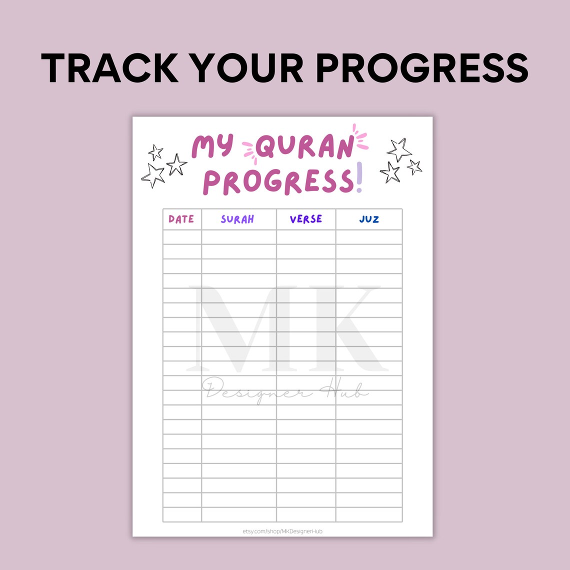 Printable Juzz Amma/ Juz 'ama Quran Progress Tracker and Reflection Set ...