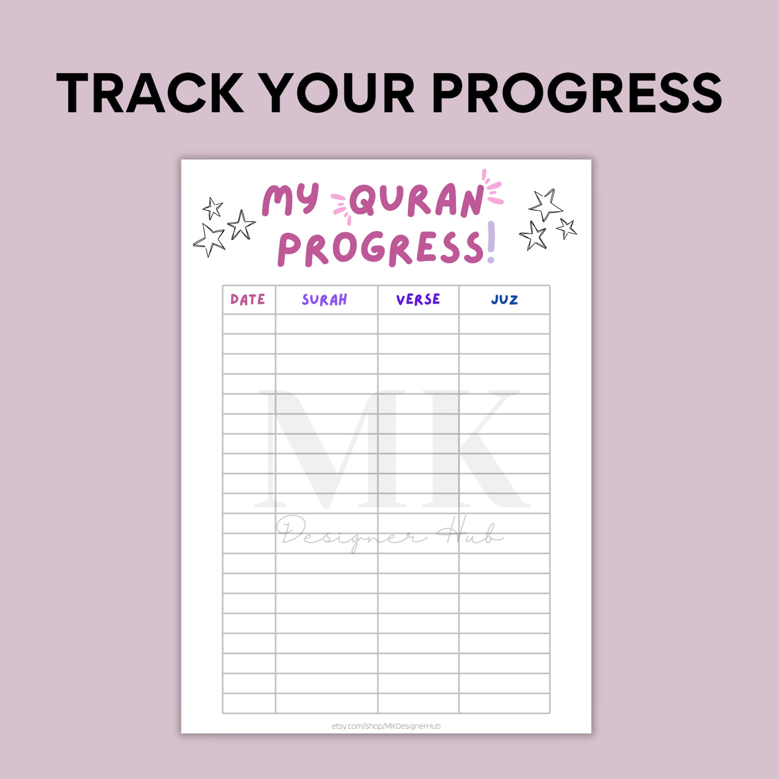 Printable Juzz Amma/ Juz 'ama Quran Progress Tracker and Reflection Set ...