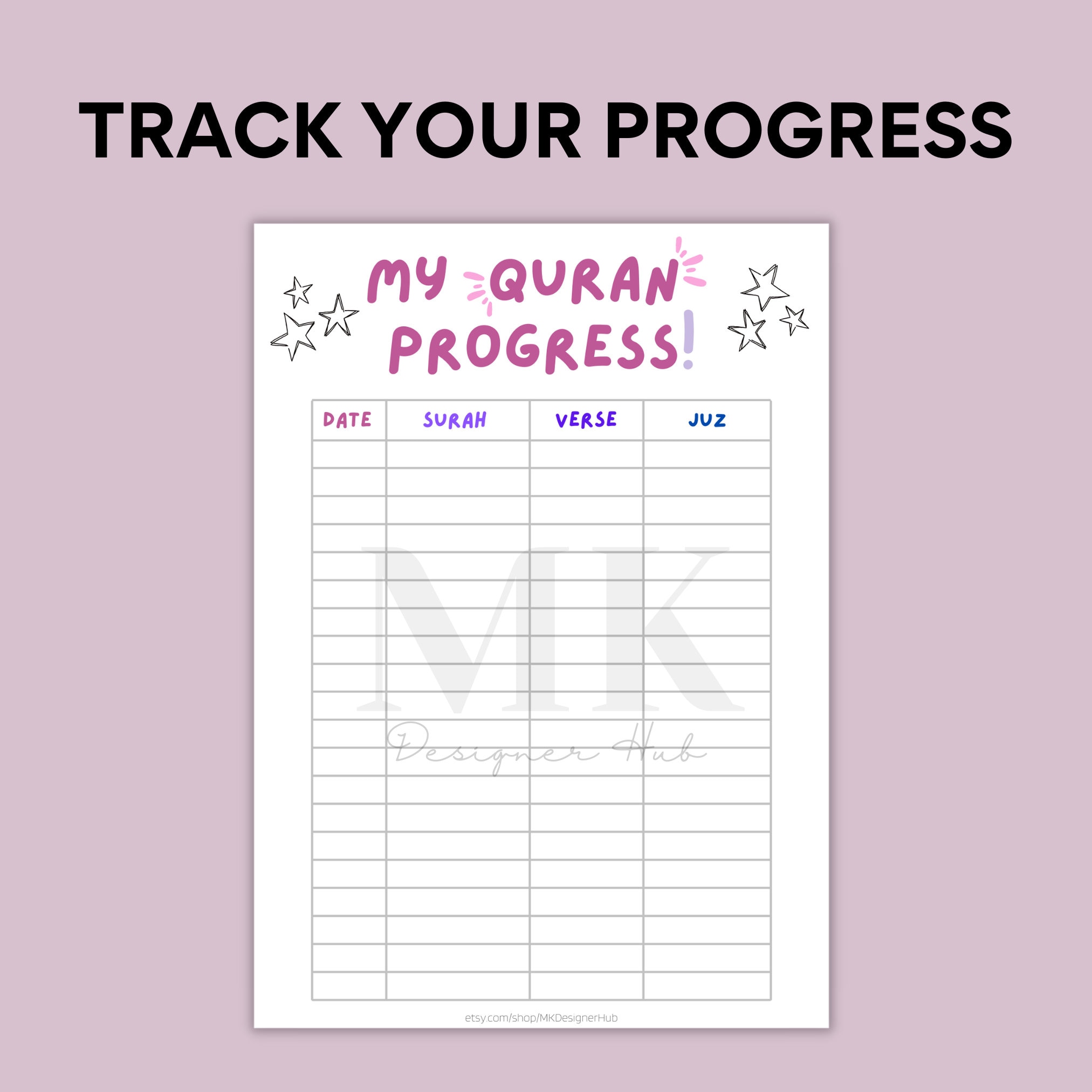 Printable Juzz Amma/ Juz 'ama Quran Progress Tracker and Reflection Set ...