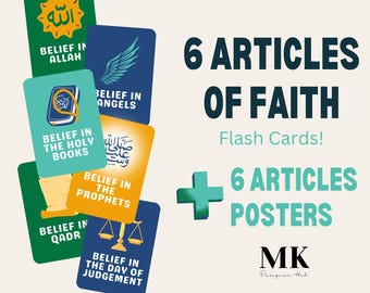 6 Articles of Faith Flash Cards + 6 posters for Kids | Islamic Learning Printables | Muslim Kids Educational Activity | Islamic Homeschool