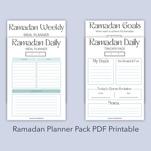 Printable Ramadan Meal Planners - Ramadan Dua Trackers - Ramadan Printable Meal Planner and Goal Setter + free Ramadan Calendar - BLUE