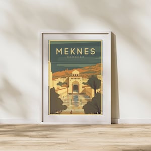 Meknes, Marruecos Cartel de viaje Arte de pared imprimible / Descarga digital inspirada en viajes / Decoración marroquí para el hogar / Descarga instantánea