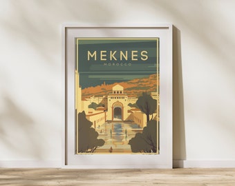 Meknes, Morocco Travel Poster Printable Wall Art | Travel-inspired Digital Download | Moroccan Decor for Home | Instant Download