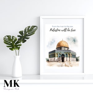 Masjid Al-Aqsa Printable Wall Art - Free Palestine, Islamic Home Decor, Digital Download, Sacred Mosque, Spiritual AI Art, Supportive Gift