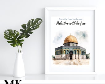 Masjid Al-Aqsa Printable Wall Art - Free Palestine, Islamic Home Decor, Digital Download, Sacred Mosque, Spiritual AI Art, Supportive Gift
