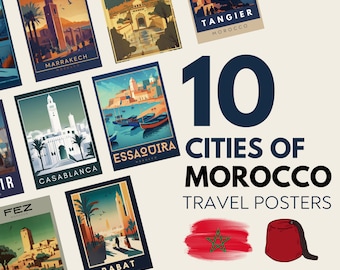 Morocco Cities Travel Poster Printable Wall Art Set of 10 | Travel-inspired Digital Download | Moroccan Decor for Home | Instant Download