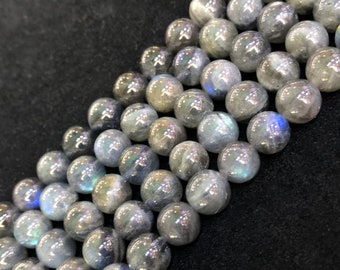 Genuine Labradorite Beads, Rainbow Labradorite, Grey Labradorite Jewelry, Natural Stone Beads, 6mm, 8mm, 10mm, 12mm