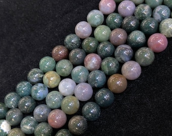 Natural Indian Agate Beads: Round Gemstone Beads for Jewelry Making