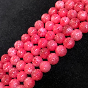 Rhodochrosite Jade Beads: Round Smooth Red Gemstone, 6-14mm