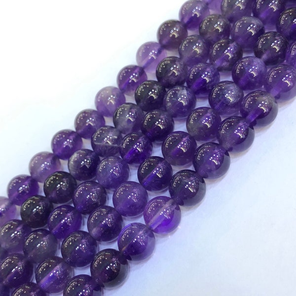 Natural Amethyst Beads, Round Crystal Strands, Purple Amethyst Crystal Beads, Gemstone Beads, 4mm, 6mm, 8mm, 10mm, 12mm