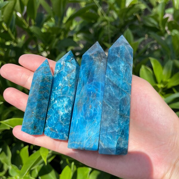 Natural Blue Apatite Tower, Apatite Point, Crystal Tower Point, Gemstone Point, Chakra Tower, Reiki Healing Tower, 2-4 Inches