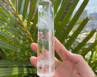 4-4.5 Inches Clear Quartz Tower, Clear Quartz Wand, Clear Quartz Point, Crystal Generator, Chakra Tower, Healing Crystal Obelisk