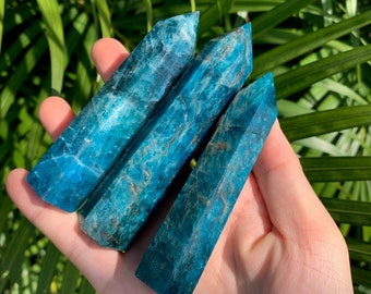 Natural Blue Apatite Point, Blue Apatite Crystal Tower, Energy Quartz Tower, Healing Point Tower, Blue Apatite Pillar