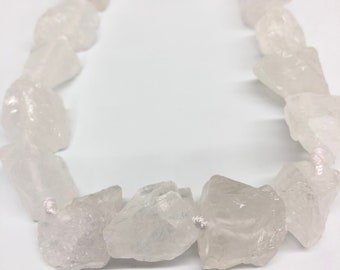 Raw White Quartz Crystal Beads: Natural Stone Nuggets, 15''