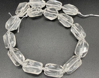 Contas de quartzo transparente facetadas: pedra preciosa de forma livre, fio de 15,5''
