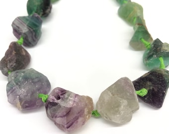 Raw Fluorite Crystal Nuggets: Natural Gemstone Beads (Approx 16PCS)