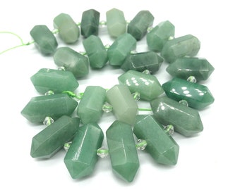 Green Aventurine Double Terminated Crystal Points: Gemstone Beads