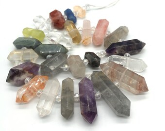 Mixed Crystal Quartz Points: Double Terminated Beads for Jewelry Making