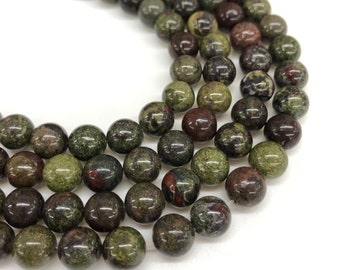 Natural Dragon Bloodstone Beads, Genuine Beads, Round Smooth Beads, Gemstone Beads, 6mm, 8mm, 10mm, 12mm, Wholesale