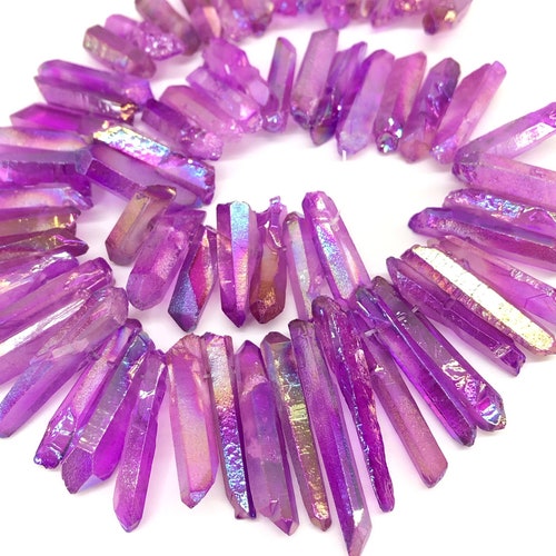 Crystal Points Beads Aura Quartz Points Beads Crystal Crown Etsy