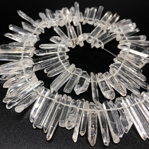 Natural Clear Quartz Points Beads Quartz Stick Beads Crystal Etsy