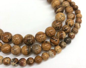 Natural Picture Jasper Beads: Round Gemstone DIY Jewelry (4-12mm)