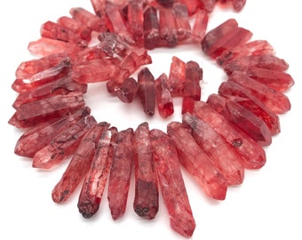 Red Quartz Point Beads: Graduated Crystal Points for Jewelry Making