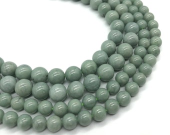 Natural Burma Jade Beads: Round Smooth Gemstone Beads (6-12mm)