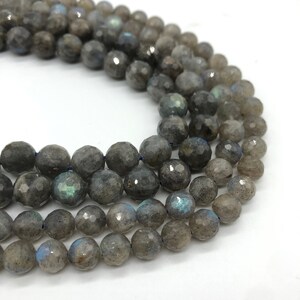 Natural Faceted Labradorite Round Beads, Crystal Quartz Beads, Cut Labradorite Beads, Genuine Beads, 4mm-12mm, 15.5&#39;&#39;
