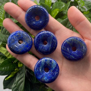 Lapis Lazuli Donut Pendant, 30mm Gemstone Circle Pi Pendant, Crystal Donut Pendant, Crystal Pendant Charm, Gift for Family