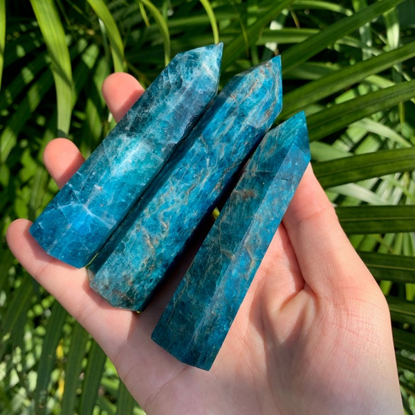 Natural Blue Apatite Point, Blue Apatite Crystal Tower, Energy Quartz Tower, Healing Point Tower, Blue Apatite Pillar