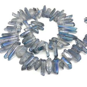 Aura Crystal Quartz Points: Top Drilled Beads, 15.5 Inches