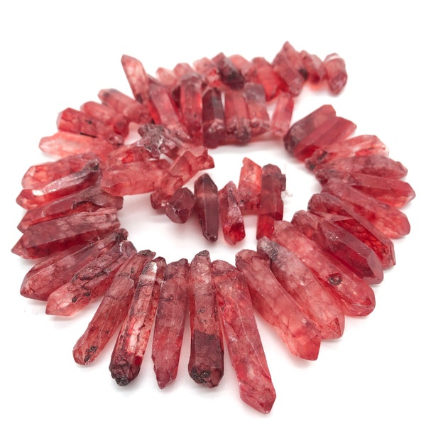 Red Quartz Points Beads, Graduated Points Beads, Top Drilled Crystal Points Beads for Crystal Tiara, Witchcraft Jewelry