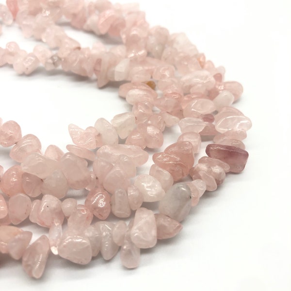AAA Natural Rose Quartz Chip Beads, Drilled Crystal Chips, Loose Chip Beads for Bracelet Necklace DIY, Jewelry Making