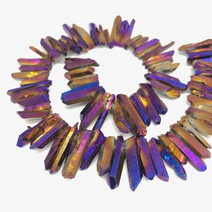 Purple Aura Quartz Crystal Points: Electroplated Obelisk Beads (15-35mm)