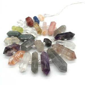 Mixed Crystal Quartz Points: Double Terminated Beads for Jewelry Making
