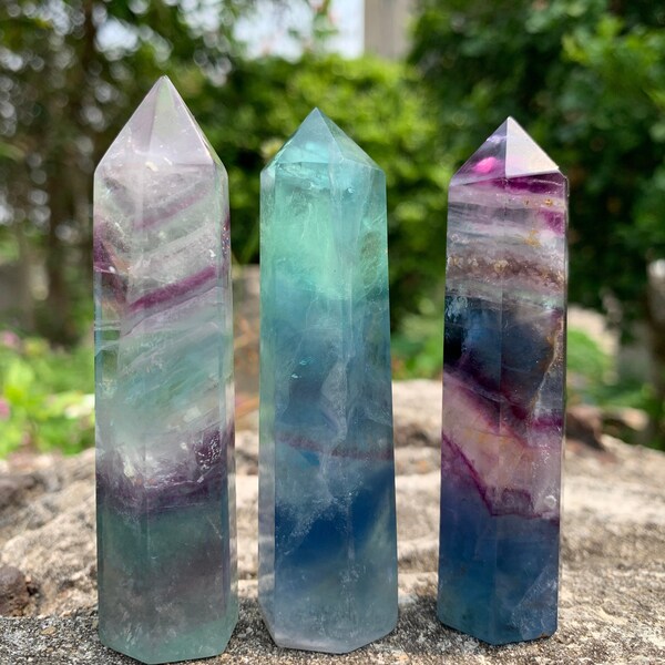 AA Rainbow Fluorite Tower, Fluorite Crystal Tower, Fluorite Point, Healing Crystals, Witchcraft Supplies 2.5-3.5''