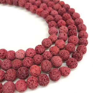 Red Lava Stone Beads: Volcanic Rock, Round Loose Beads (6mm, 8mm, 10mm)