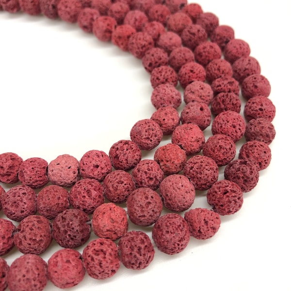 Red Lava Beads, Volcanic Stone Beads, Lava Rock Stone Beads, Round Beads, Loose Beads, Beads Strand, 6mm, 8mm, 10mm