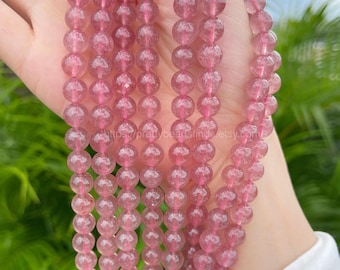 Strawberry Quartz Beads: Pink Gemstone DIY Jewelry Making - 4mm to 12mm