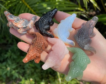 2‘’ Crystal Crocodile, Crystal Carved Crocodile Sculpture, Crystal Animal Decor, Healing Crystal, Education Stone