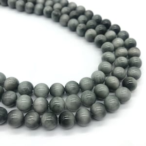 AAAA Hawk Eye Gemstone Beads: Round Smooth Black Beads (6mm, 8mm, 10mm)