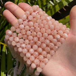Genuine Pink Morganite Beads: Round Smooth Gemstone, 15.5&quot; Strand