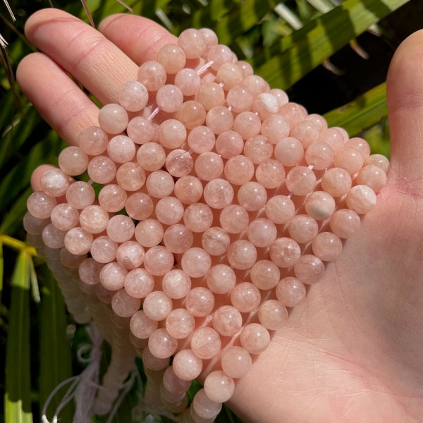 Genuine Pink Morganite Beads Round Smooth, Gemstone Beads, Bracelet Beads, 6mm. 8mm, 10mm Beads, 15.5''/Strand