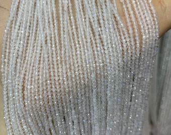 Faceted Rainbow Moonstone Beads: Genuine Gemstone Jewelry Making (15.5'' Strand)