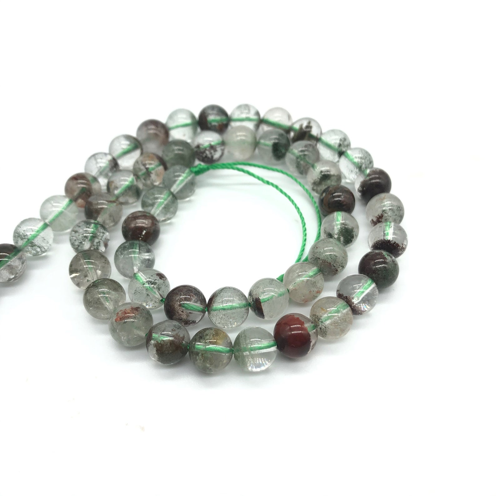 Natural Lodolite Quartz Beads Green Phantom Quartz Beads Etsy
