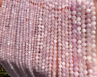 Tiny Faceted Round Kunzite Beads – 2mm 3mm 4mm – Natural Pink Lilac Gemstone